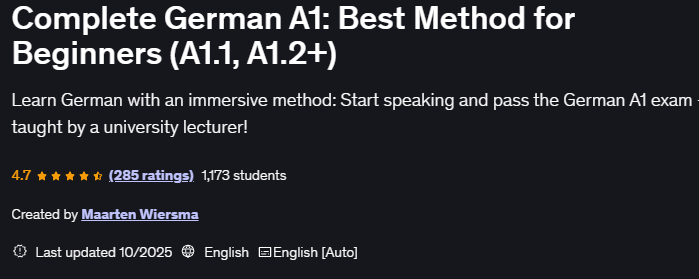Complete German A1 Best Method for Beginners (A1.1, A1.2+)