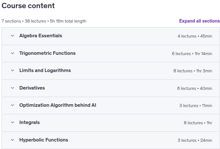 Complete Math Course_ From Functions to Calculus & AI