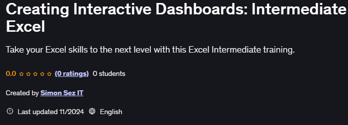 Creating Interactive Dashboards Intermediate Excel