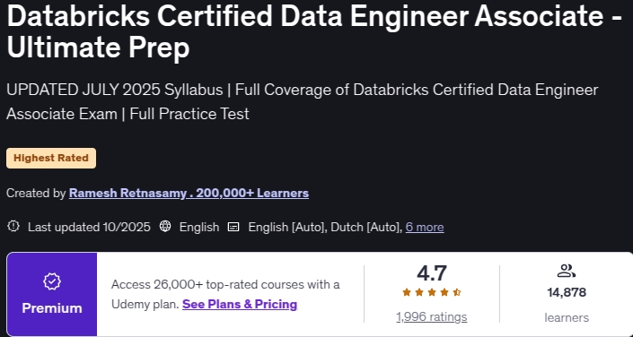 Databricks Certified Data Engineer Associate - Ultimate Prep