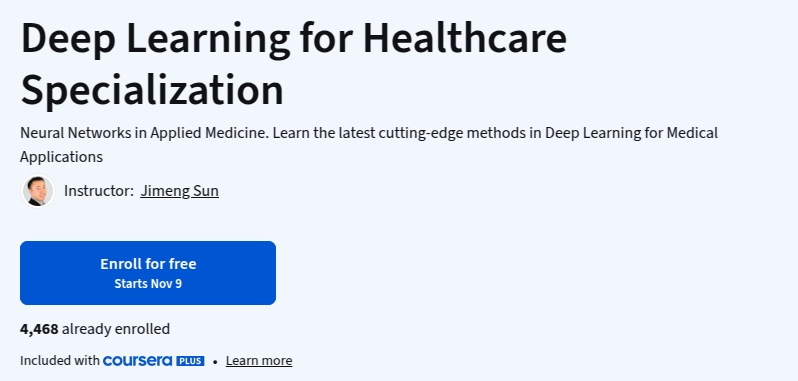 Deep Learning for Healthcare Specialization