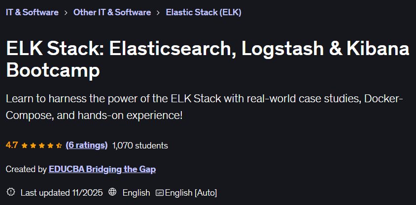 ELK Stack: Elasticsearch Logstash & Kibana Bootcamp