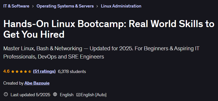 Hands-On Linux Bootcamp: Real World Skills to Get You Hired