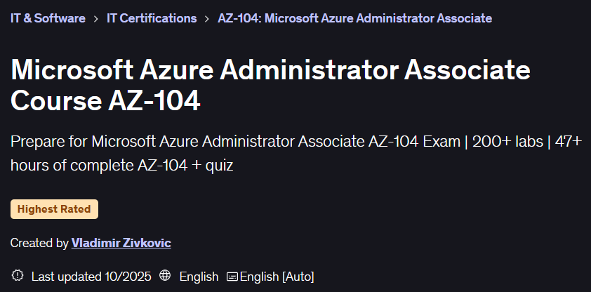 Microsoft Azure Administrator Associate Course AZ-104
