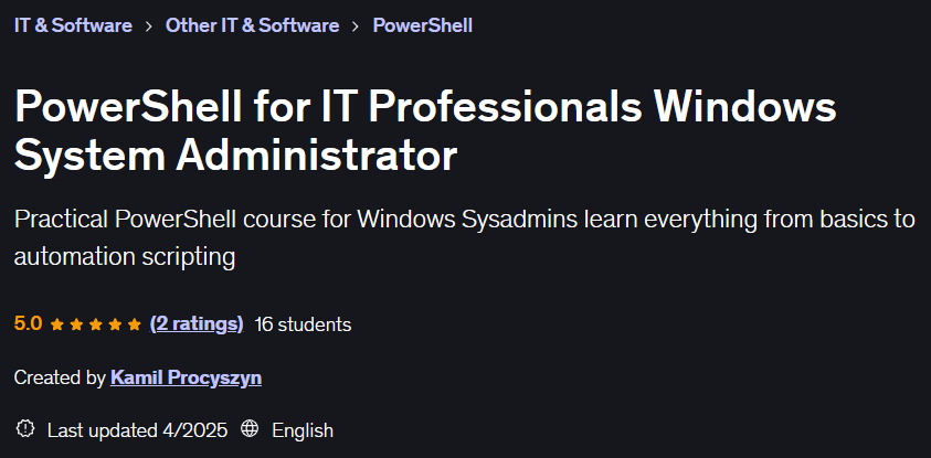 PowerShell for IT Professionals Windows System Administrator