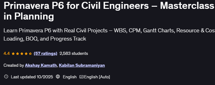 Primavera P6 for Civil Engineers – Masterclass in Planning