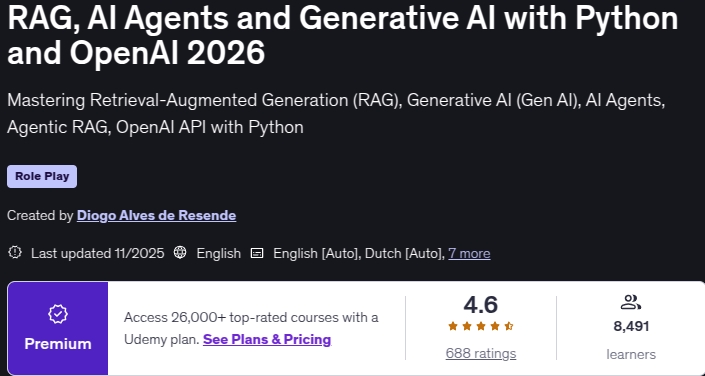 RAG, AI Agents and Generative AI with Python and OpenAI 2026