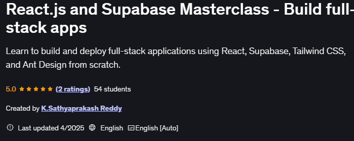 React.js and Supabase Masterclass - Build full-stack apps