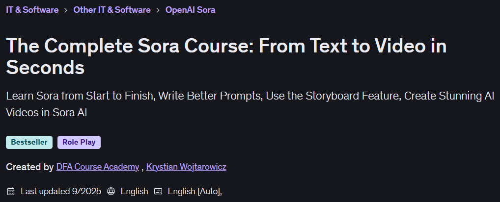 The Complete Sora Course: From Text to Video in Seconds