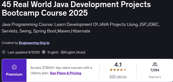 45 Real World Java Development Projects Bootcamp Course 2025