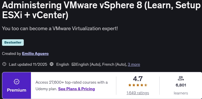 Administering VMware vSphere 8 (Learn, Setup ESXi + vCenter)