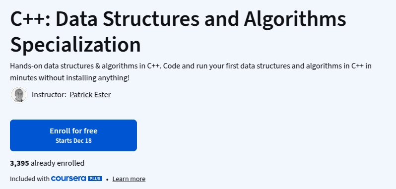 C++_ Data Structures and Algorithms Specialization