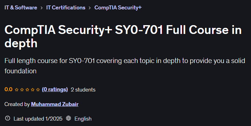 CompTIA Security+ SY0-701 Full Course in depth