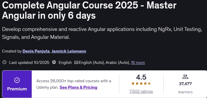 Complete Angular Course 2025 - Master Angular in only 6 days