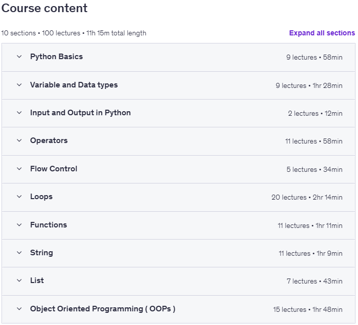 Complete Python Programming Course Beginner to Advanced Content