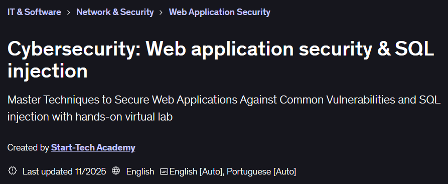 Cybersecurity: Web application security & SQL injection