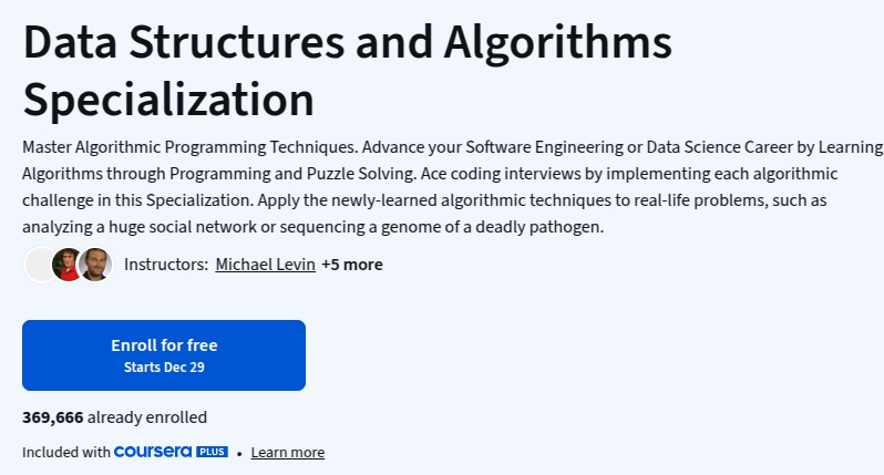 Data Structures and Algorithms Specialization