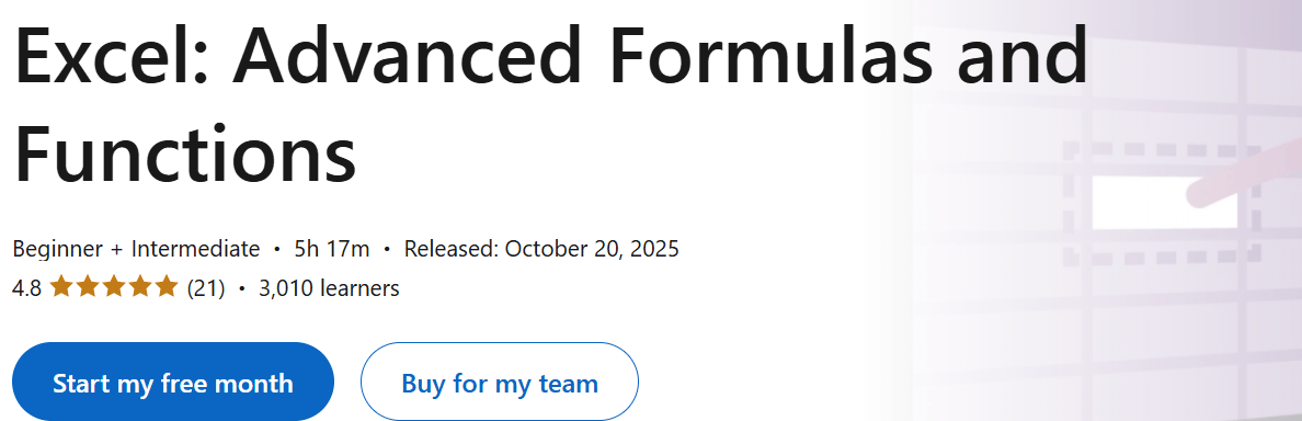 Excel Advanced Formulas and Functions
