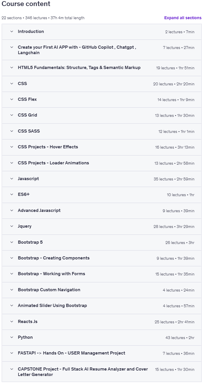 Full Stack AI Mastery Python + React + FastAPI + LangChain Content