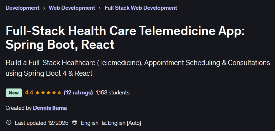 Full-Stack Health Care Telemedicine App: Spring Boot React