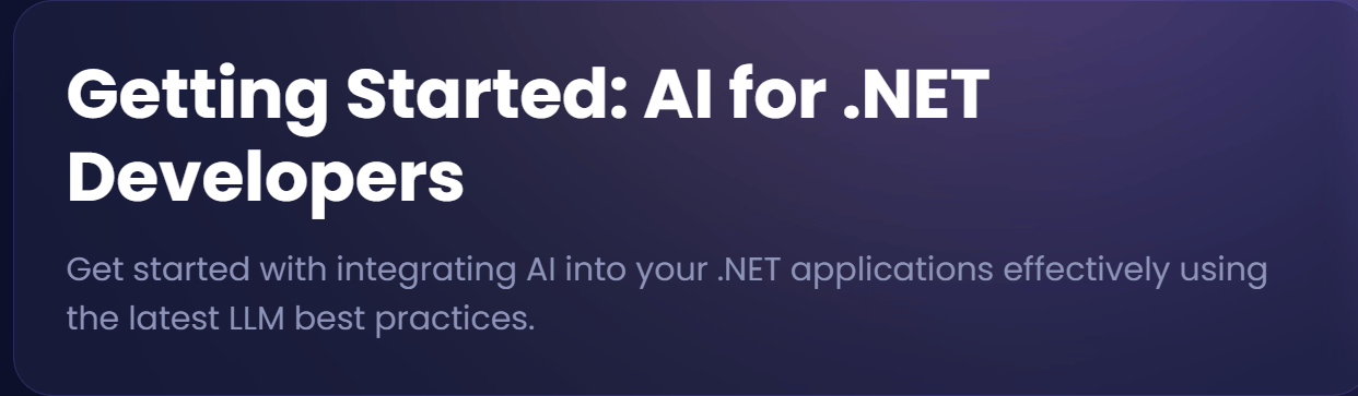 Getting Started AI for .NET Developers