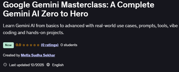 Google Gemini Masterclass A Complete Gemini AI Zero to Hero