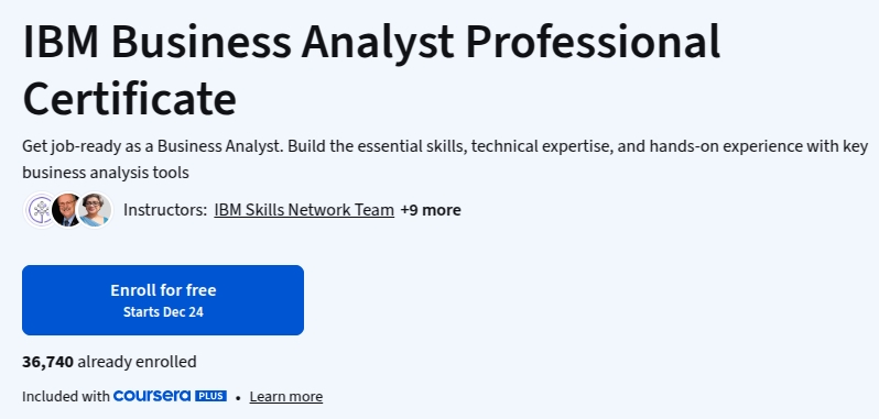 IBM Business Analyst Professional Certificate