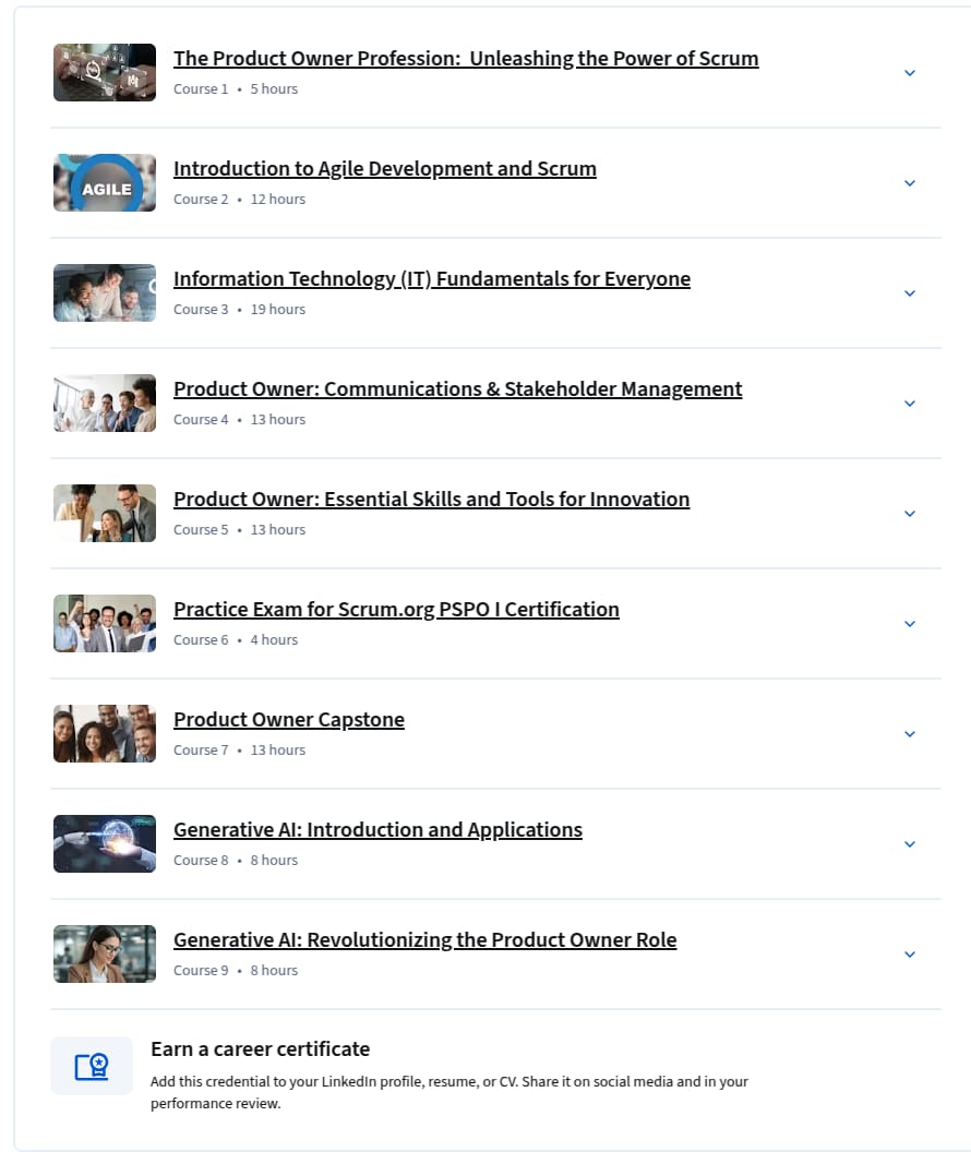 IBM Product Owner Professional Certificate