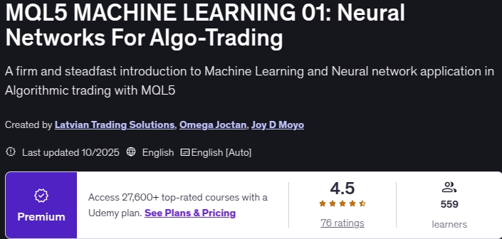 MQL5 MACHINE LEARNING 01_ Neural Networks For Algo-Trading