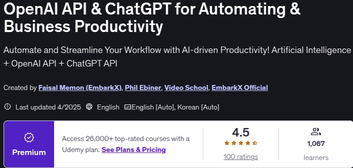 OpenAI API & ChatGPT for Automating & Business Productivity
