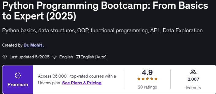 Python Programming Bootcamp_ From Basics to Expert (2025)
