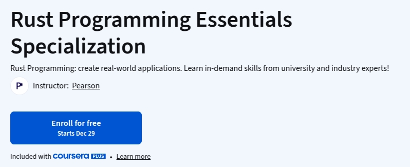 Rust Programming Essentials Specialization