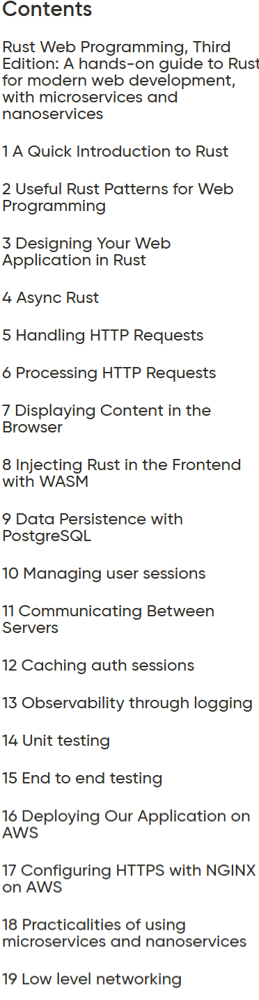 Rust Web Programming - Third Edition Content
