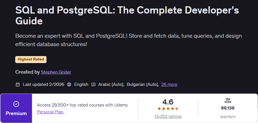 SQL and PostgreSQL: The Complete Developer's Guide