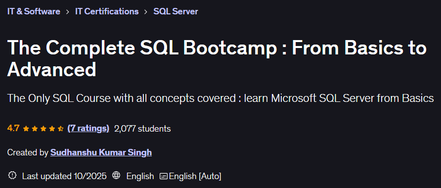 The Complete SQL Bootcamp: From Basics to Advanced