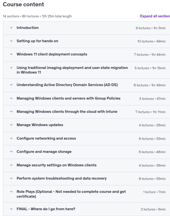 Windows 11 Desktop Administration with Server & Cloud course