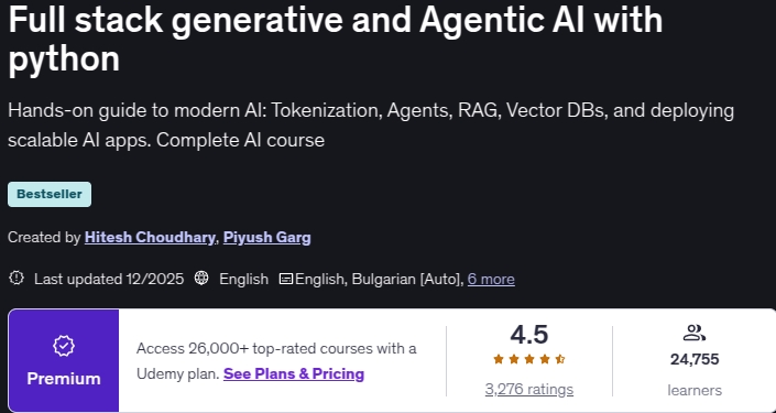 Full stack generative and Agentic AI with python