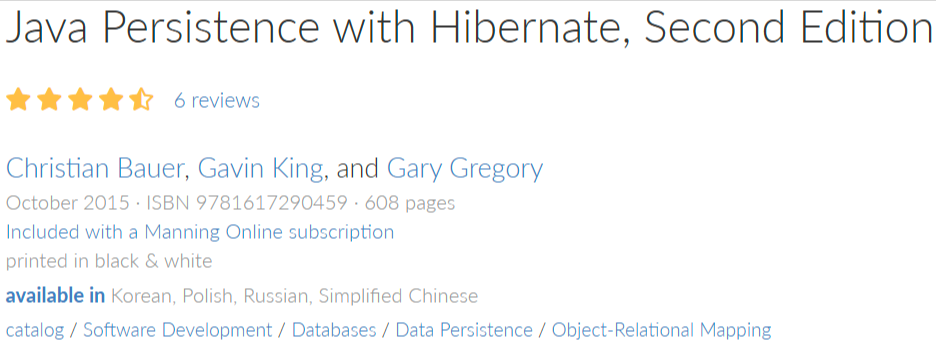Java Persistence with Hibernate, Second Edition