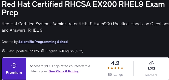 Red Hat Certified RHCSA EX200 RHEL9 Exam Prep
