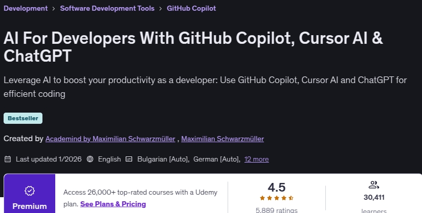 AI For Developers With GitHub Copilot, Cursor AI & ChatGPT