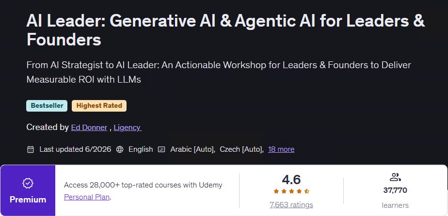 AI Leader: Generative AI & Agentic AI for Leaders & Founders