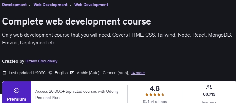 Complete web development course