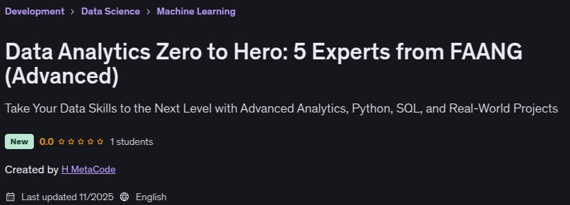 Data Analytics Zero to Hero_ 5 Experts from FAANG (Advanced)
