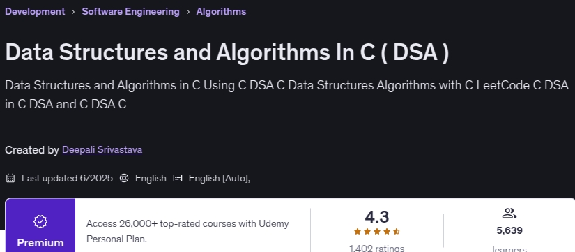 Data Structures and Algorithms In C ( DSA )