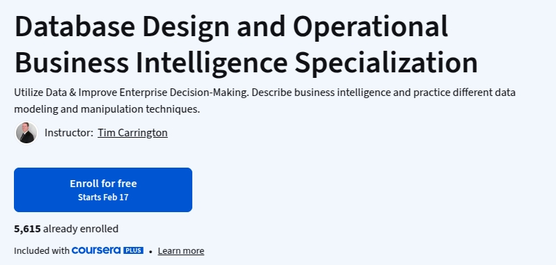Database Design and Operational Business Intelligence Specialization