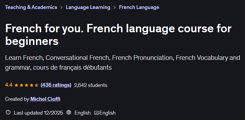 French for you. French language course for beginners