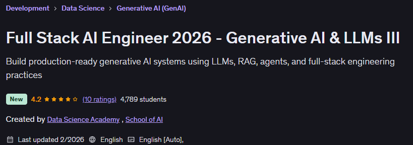 Full Stack AI Engineer 2026 - Generative AI & LLMs III
