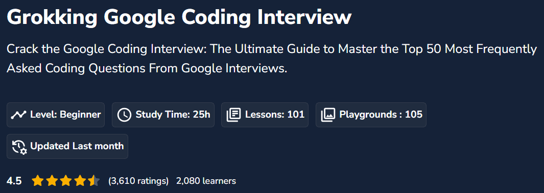 Grokking Google Coding Interview