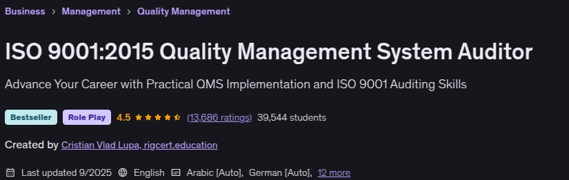 ISO 9001_2015 Quality Management System Auditor