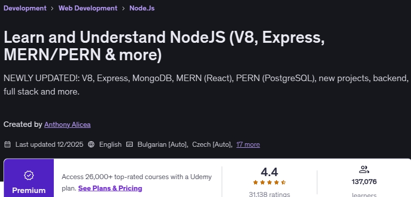 Learn and Understand NodeJS (V8, Express, MERN_PERN & more)
